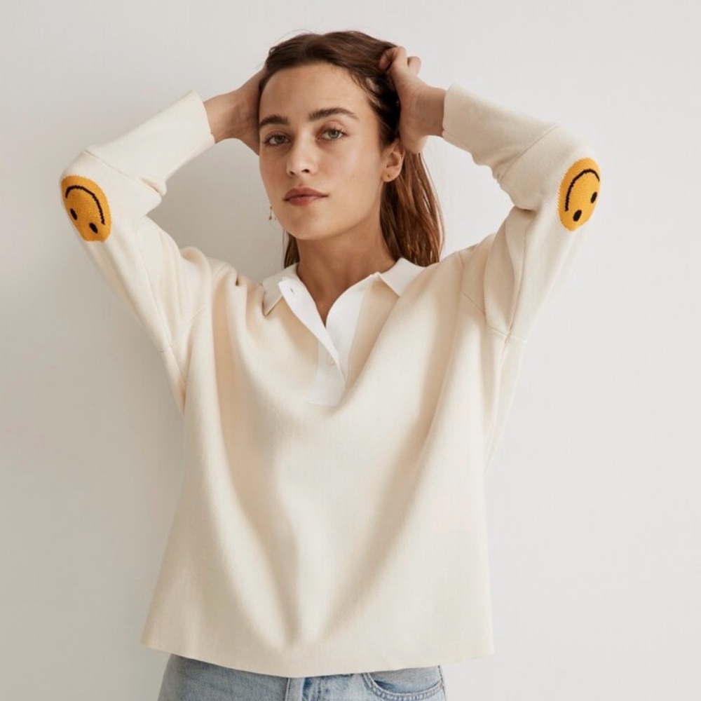 KULE Cream Polo with Smiley Details